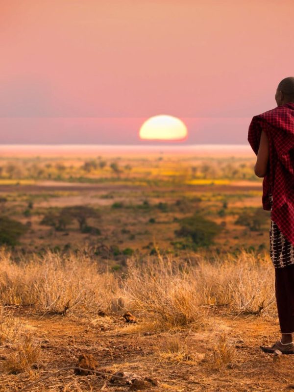 Maasai and Sunset